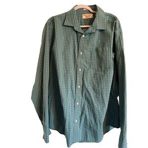 Penguin Mens Blue & Cream Gingham Button Up Long Sleeve Shirt Size XXL